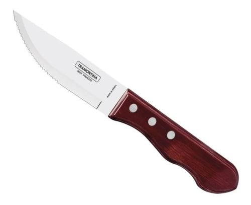 CUCHILLO POLYWOOD 25CM ROJO JUMBO DE ASADO TRAMONTINA