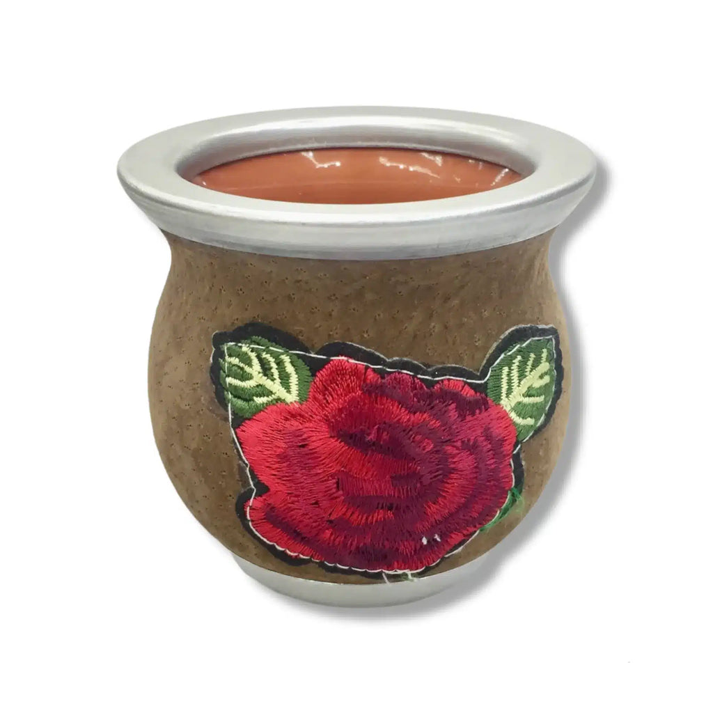 MATE CERÁMICA CUERO BORDADO
