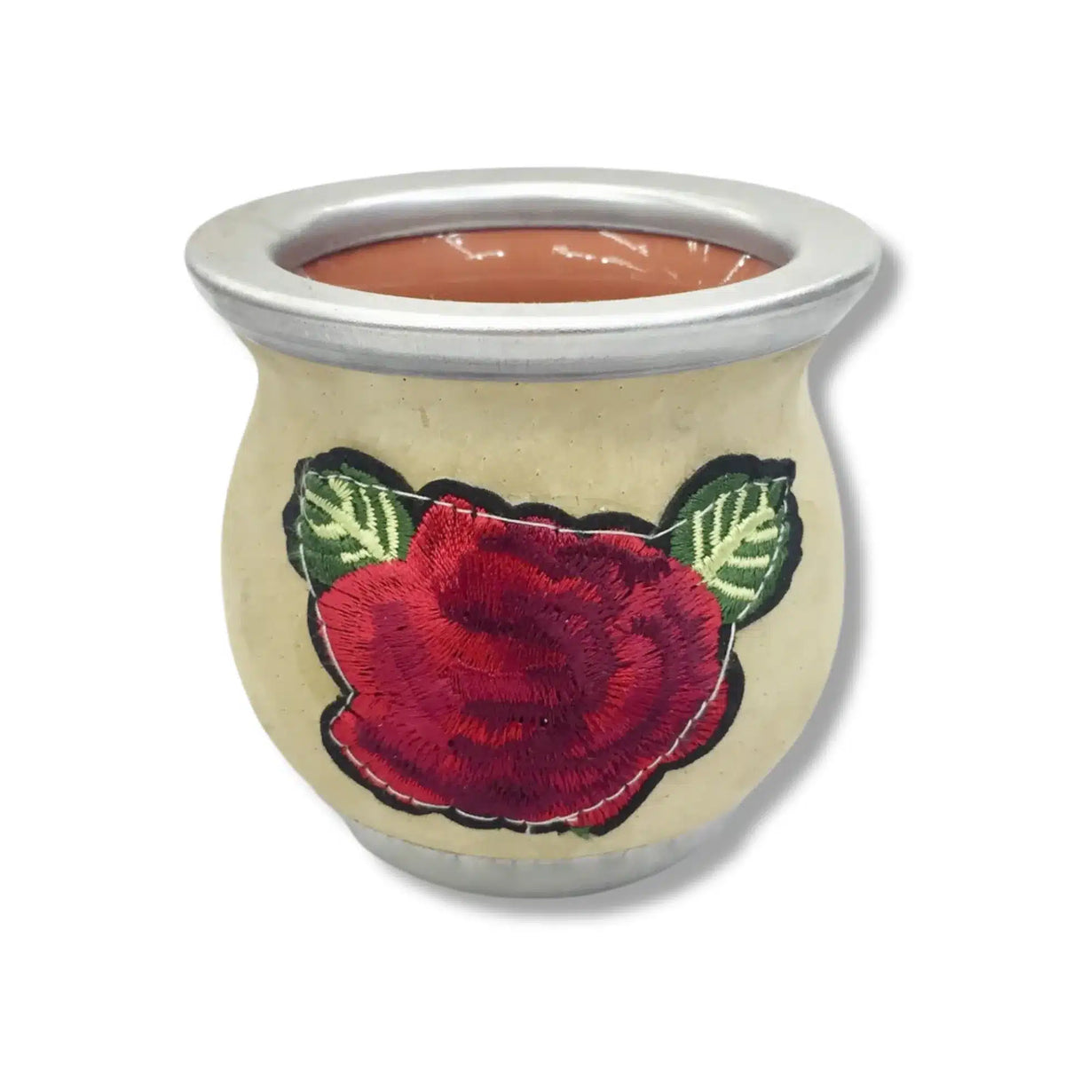 MATE CERÁMICA CUERO BORDADO
