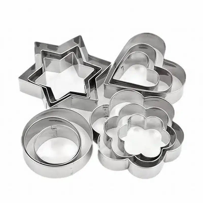 MOLDE GALLETITAS X 12 ACERO INOX 4 FIGURAS