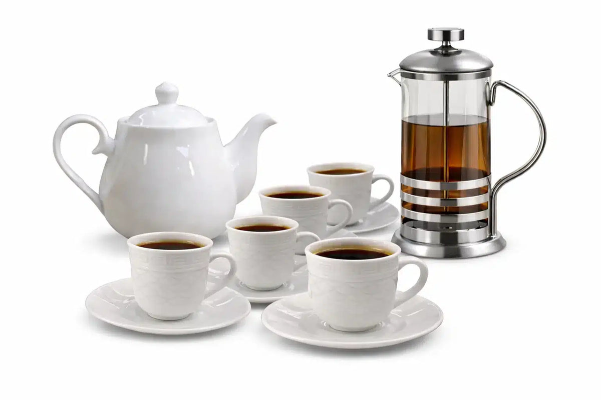 Set de Café Completo con Tetera, Tazas y Prensa Francesa – Juego Elegante