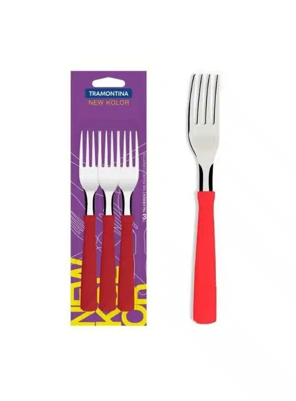 TENEDOR NEW KOLOR X 3 ROJO TRAMONTINA