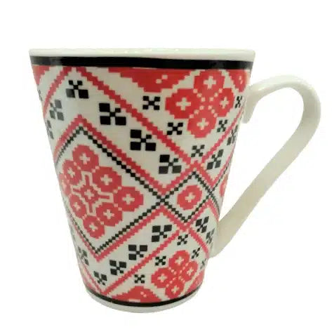 TAZA CÓNICA DECORADA 10 X 9 CM