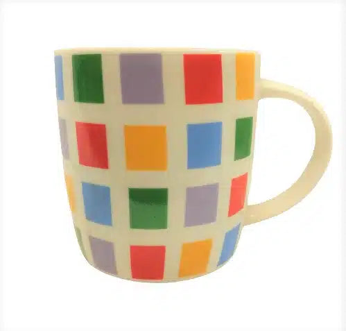 TAZA COLORES CUADRADOS 9.5 X 9 CM