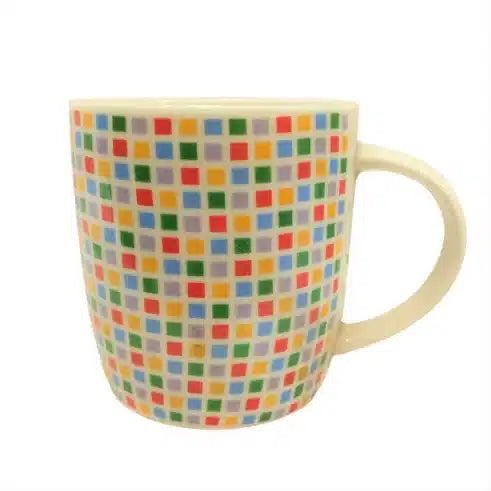 TAZA COLORES CUADRADOS 9.5 X 9 CM