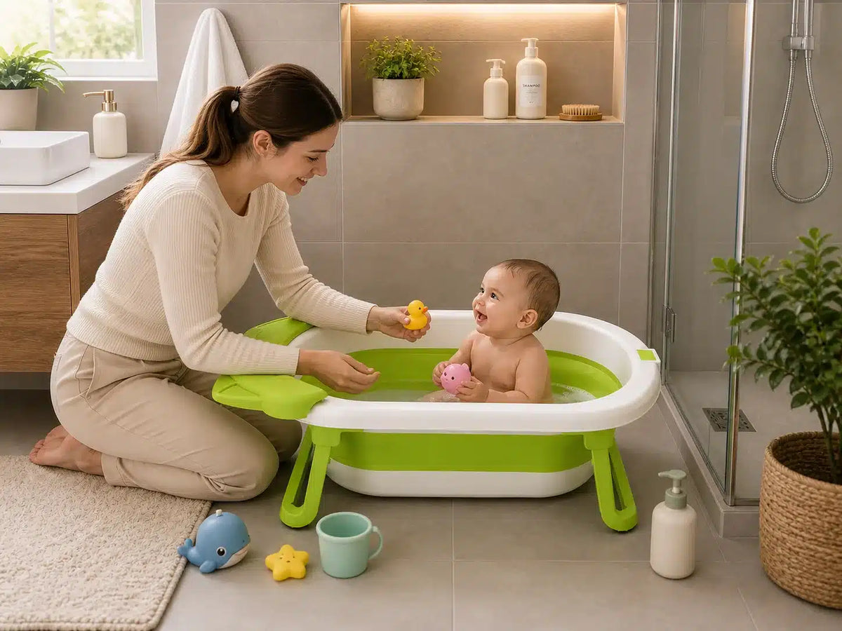 Bañito Plegable Para Bebé Antideslizante | Bañera Portátil Premium