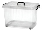 CAJA ORGANIZADORA PLÁSTICA 49 CM X 29 CM TRANSPARENTE CON TAPA Y MANIJAS | MULTIUSO HOGAR