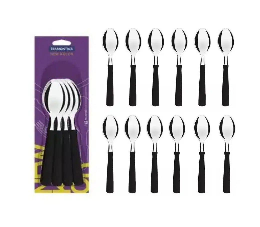 CUCHARA DE TÉ NEW KOLOR X 12 NEGRO TRAMONTINA