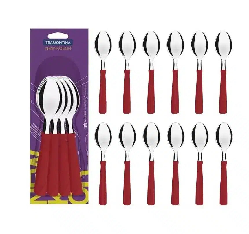 CUCHARAS DE TÉ ROJAS X 12 TRAMONTINA
