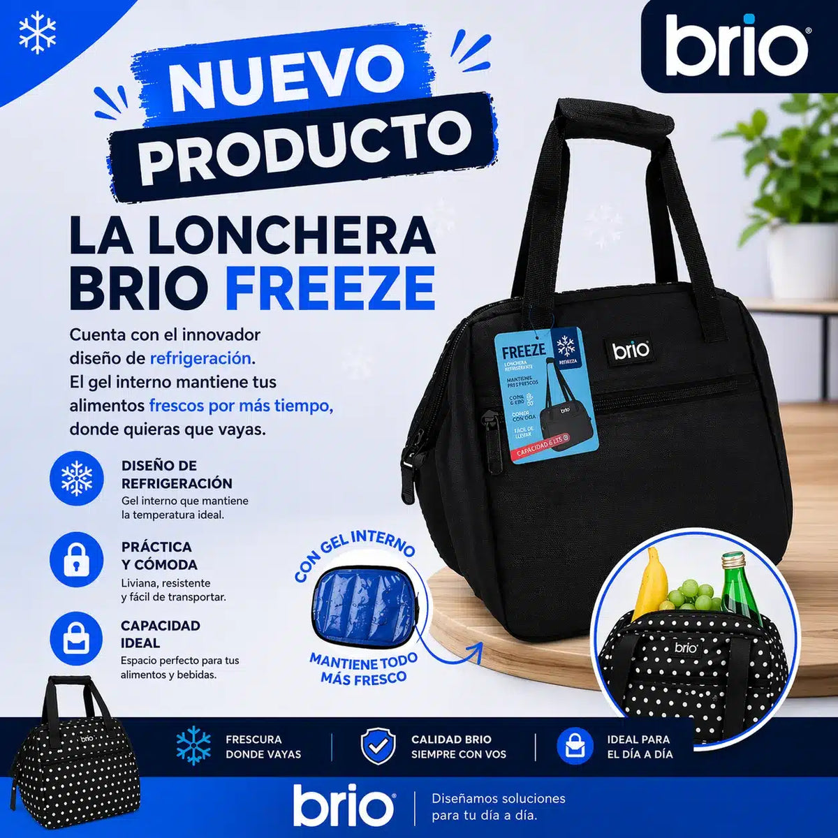 Lonchera Térmica Brio Freeze con Gel Interno | Conserva Alimentos Frescos por Más Tiempo