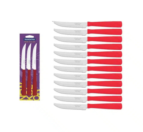 CUCHILLO ROJO TRAMONTINA NEW KOLOR X 12