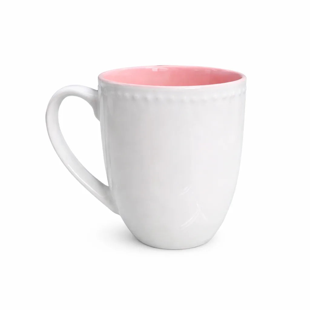 TAZA BLANCA COLOR GUARDA PUNTEADA