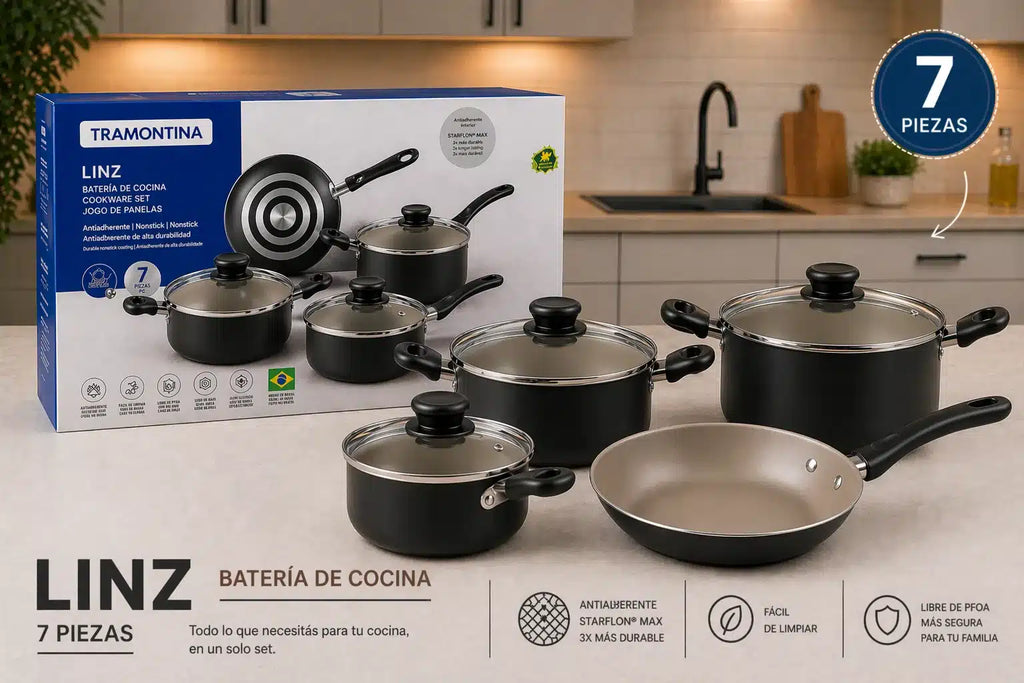 JUEGO DE BATERÍA LINZ NEGRO 7 PCS