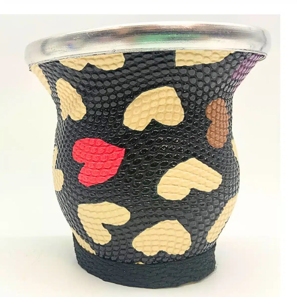 MATE VIDRIO CON DISEÑOS, VIROLA Y BASE