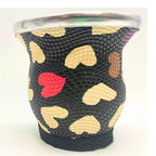 MATE VIDRIO CON DISEÑOS, VIROLA Y BASE