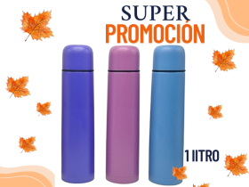 TERMO BALA 1 lITRO DE ACERO INOX COLORES